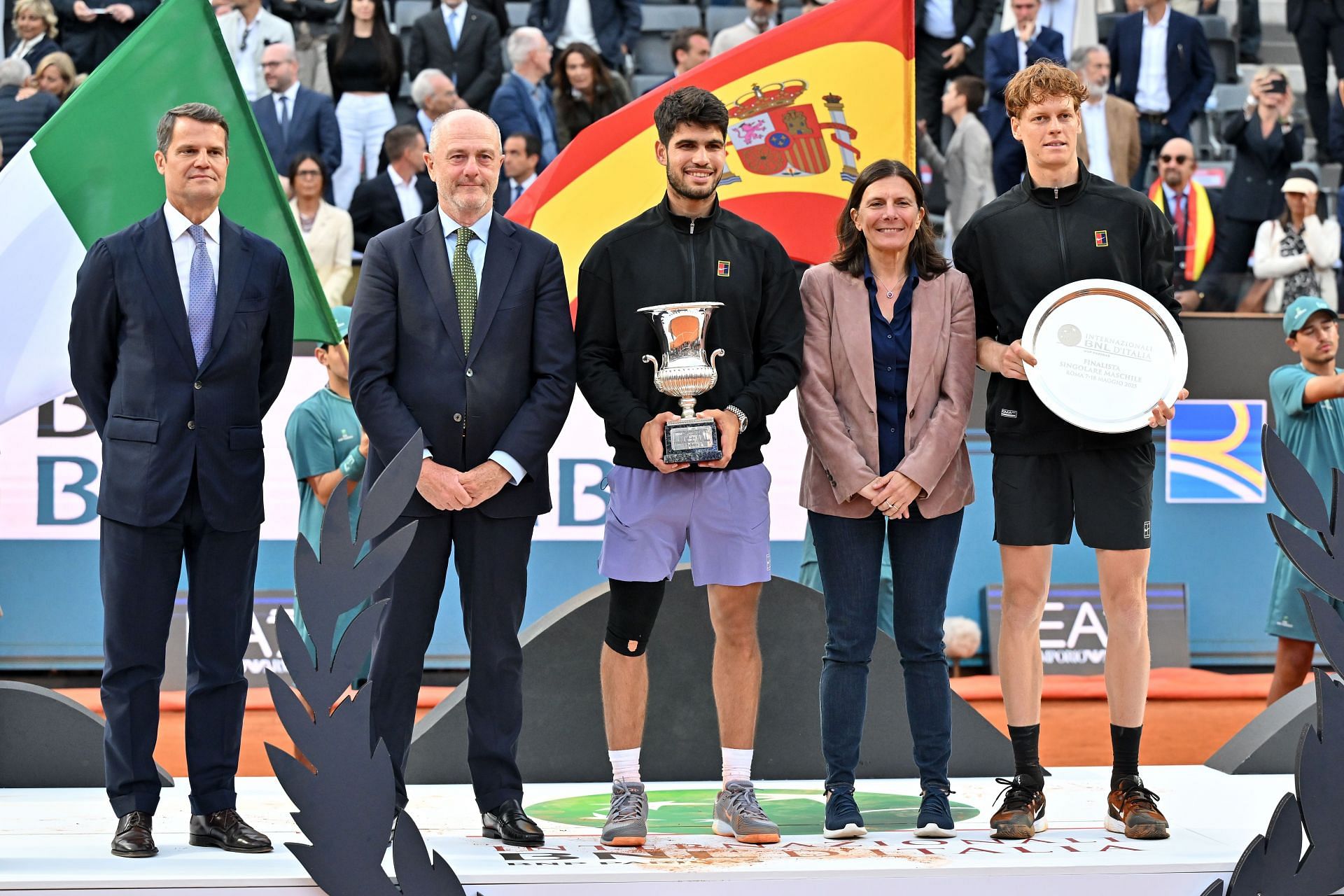 Alcaraz and Jannik Sinner at the Internazionali BNL D'Italia 2025 - Day Fourteen - Source: Getty